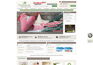 Screenshot der Shop-Webseite von PureNature