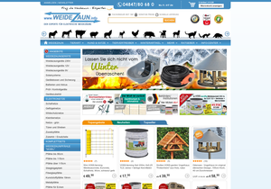 Screenshot der Shop-Webseite von weidezaun.info
