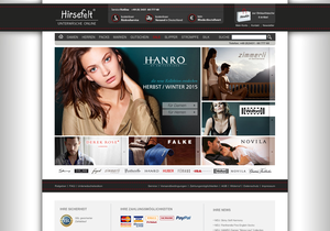 Screenshot der Shop-Webseite von HIRSEFELT ® - Unterwäsche Online