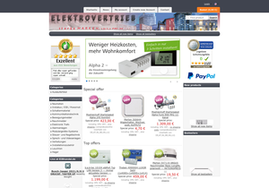 Screenshot der Shop-Webseite von EIBhandel | Elektrovertrieb