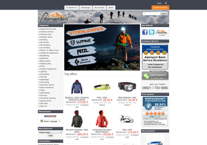 Screenshot der Shop-Webseite von Alpinsport Basis GmbH
