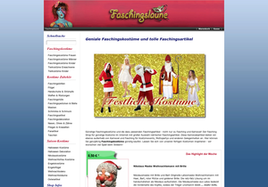 Screenshot der Shop-Webseite von Faschingslaune