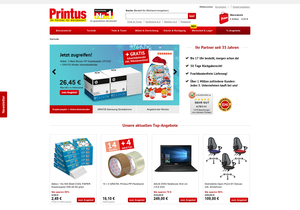 Screenshot der Shop-Webseite von printus.de