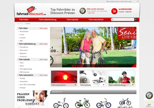 Screenshot der Shop-Webseite von Fahrrad-Discount.net