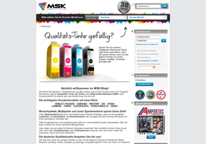 Screenshot der Shop-Webseite von MSK Bürotechnik