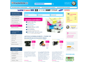 Screenshot der Shop-Webseite von Druckertinte.de