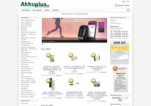 Screenshot der Shop-Webseite von Akkuplus.de