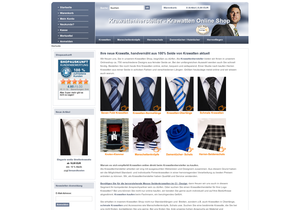 Screenshot der Shop-Webseite von Krawatten-Aktuell