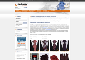 Screenshot der Shop-Webseite von Krawatten-Viadimoda