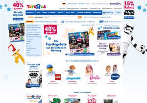 Screenshot der Shop-Webseite von Toys"R"Us