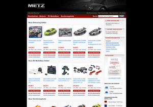 Screenshot der Shop-Webseite von Modellbau Metz
