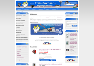 Screenshot der Shop-Webseite von Preis-Fuchser.de