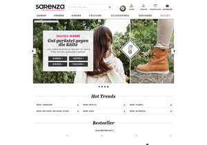 Screenshot der Shop-Webseite von Sarenza SA