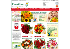 Screenshot der Shop-Webseite von FloraPrima