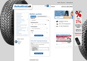 Screenshot der Shop-Webseite von ReifenDirekt.ch
