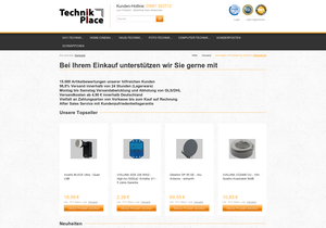 Screenshot der Shop-Webseite von TechnikPlace