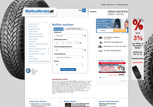 Screenshot der Shop-Webseite von ReifenDirekt.at