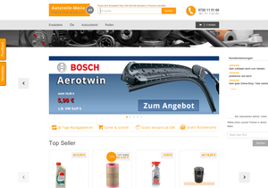 Screenshot der Shop-Webseite von Autoteile-Meile.at