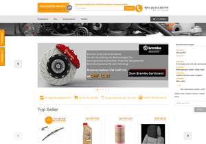 Screenshot der Shop-Webseite von Autoteile-Meile.ch