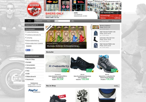 Screenshot der Shop-Webseite von Bikers Only