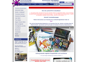 Screenshot der Shop-Webseite von Büro & Kreativ