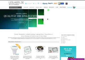 Screenshot der Shop-Webseite von LEDLager.de