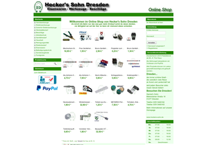Screenshot der Shop-Webseite von Hecker's Sohn Dresden