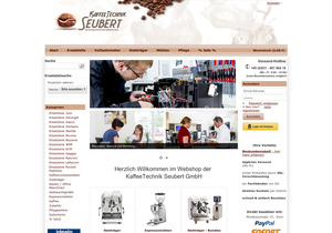 Screenshot der Shop-Webseite von Kaffeetechnik-Seubert