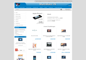 Screenshot der Shop-Webseite von MultiWare TN
