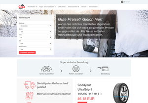 Screenshot der Shop-Webseite von giga-reifen.de