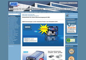 Screenshot der Shop-Webseite von BSE USV Technik