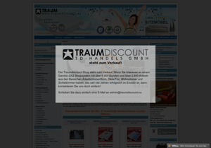 Screenshot der Shop-Webseite von traumdiscount.eu