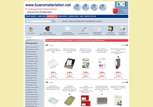 Screenshot der Shop-Webseite von bueromaterialien.net