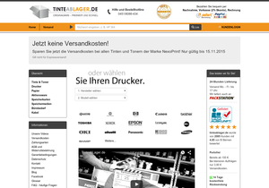 Screenshot der Shop-Webseite von tinteablager.de