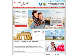 Screenshot der Shop-Webseite von Kurzurlaub.de