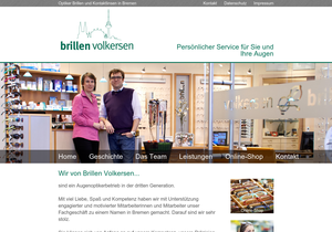 Screenshot der Shop-Webseite von brillen-volkersen.de