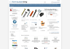 Screenshot der Shop-Webseite von Schraubenking GmbH