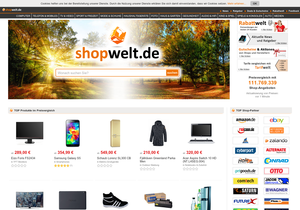 Screenshot der Shop-Webseite von eVendi.de - Mein Preisvergleich