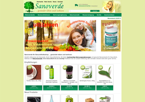 Screenshot der Shop-Webseite von Sanoverde