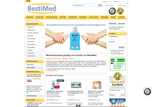 Screenshot der Shop-Webseite von BestiMed Pharmadirektversand