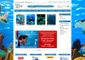 Screenshot der Shop-Webseite von Tauchsport Seekuh Onlineshop