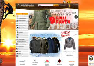 Screenshot der Shop-Webseite von unlimited-outdoor