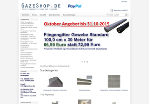 Screenshot der Shop-Webseite von Gazeshop.de