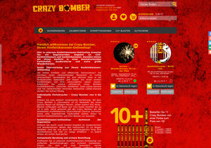 Screenshot der Shop-Webseite von Crazy Bomber | Die ultimative Konfettikanone