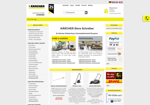 Screenshot der Shop-Webseite von KÄRCHER Store Schreiber