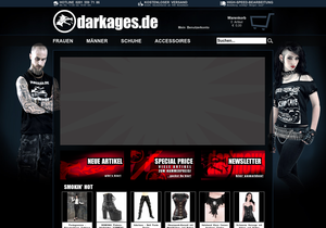 Screenshot der Shop-Webseite von darkages.de