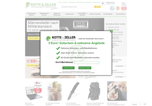 Screenshot der Shop-Webseite von kotte-zeller