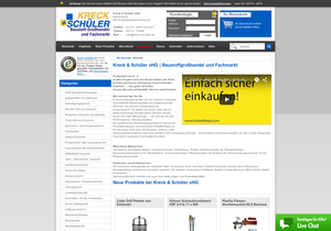 Screenshot der Shop-Webseite von Kreck + Schueler Baustoffe