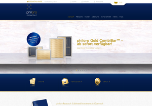 Screenshot der Shop-Webseite von Philoro Edelmetalle GmbH