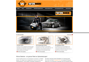 Screenshot der Shop-Webseite von Winnerbatterien